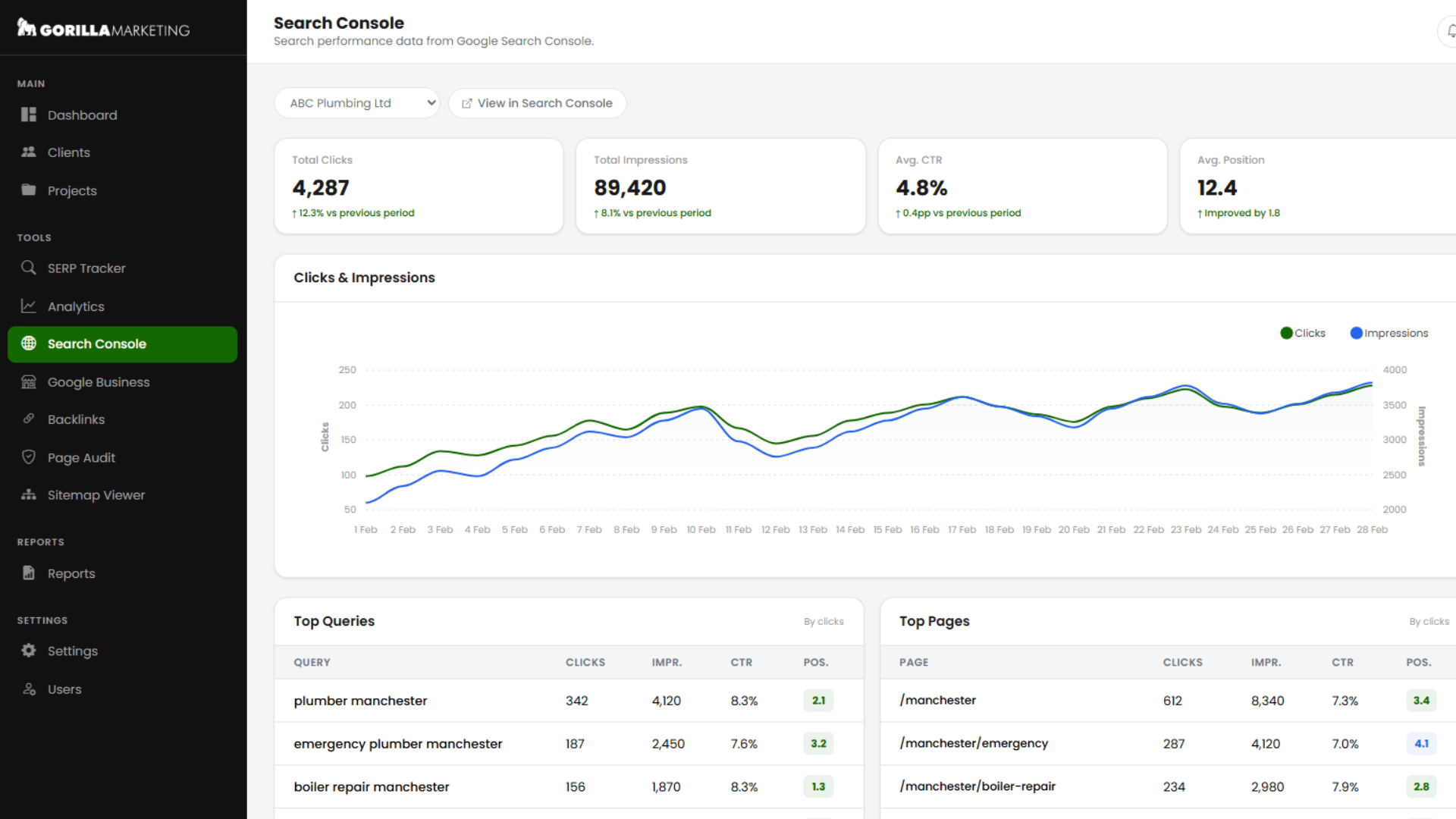 Gorilla PPC Dashboard - Conversions